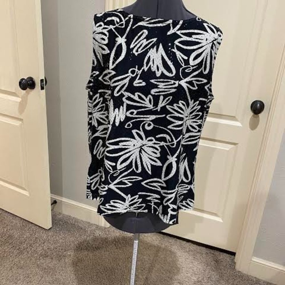 George sleeveless top, size XL, black with sequins,